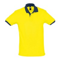 POLO PIQUÉ UNISEXO M/M PRINCE LIMÃO/AZ. PROFUNDO 